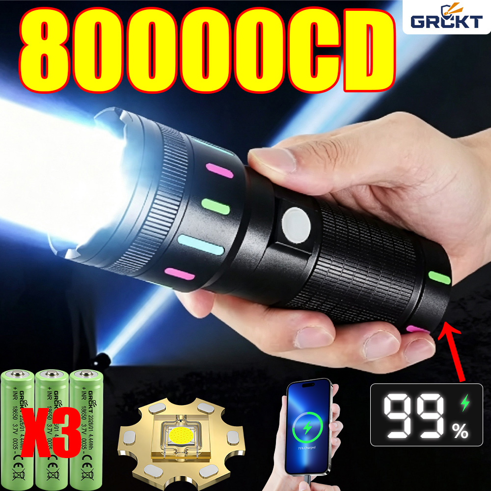Outdoor Lighting Black - 80000CD Самый мощный светодиодный фонарь, тактический